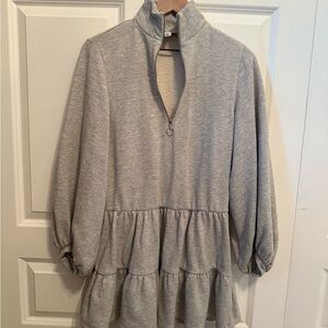 Topshop Gray Tiered A-line Dress